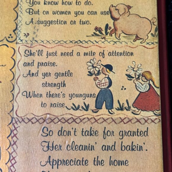 Vintage Wooden Wall Plaque With "How To Be A Fittin Husband" Poem Lois Wortham - Picture 5 of 10